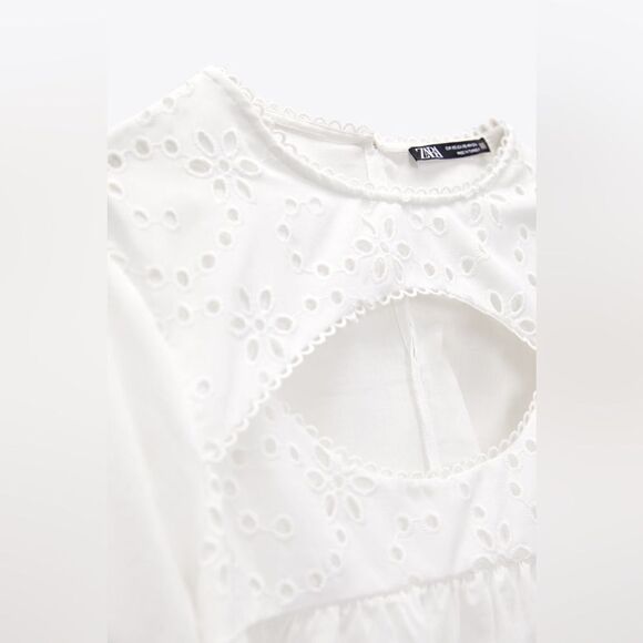 ZARA CUTOUT WHITE BLOUSE - Picture 13 of 13